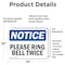 Signmission Please Ring Bell Twice, 14 in W x Rectangle, Vinyl Decal OS-2PACK-NS-D-1014-L-17576 - alternate 5